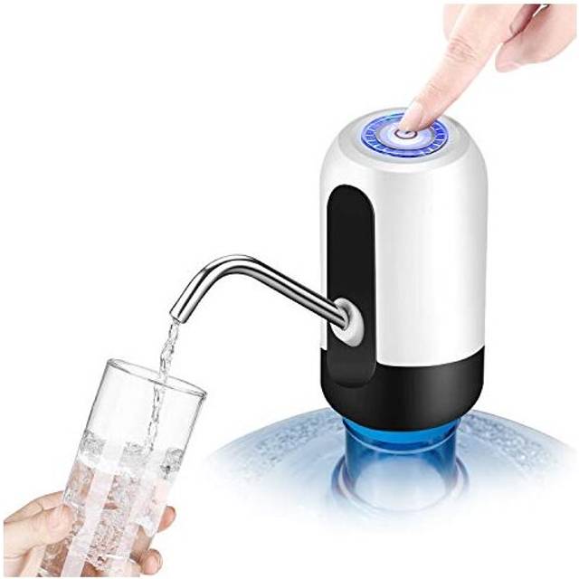 Flexzion Water Bottle Dispenser for 5/6 Gallon Jugs, Detachable Electric Cold Drink Beverage Pump w/Portable Mini Battery Box, Top Loading Type for