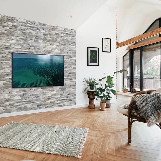 (Natural Grey, Set of 18) 3D Wall Panels (95.5x48cm) - Stone Slate Effect Wall Panelling