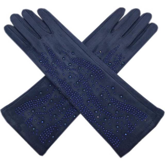 (One Size, Navyblue-1) Gloves winter ladies gloves suede long 35CM arm suede fashion suede touch