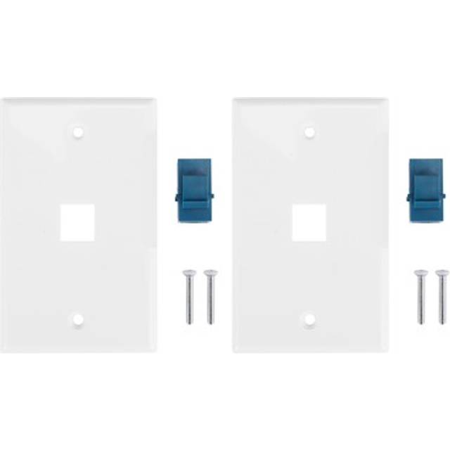 2-pack 1 port ethernet wall plate, rj45 cat6 female to female jack inline4711