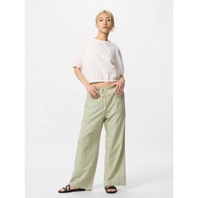 (52 GREEN/M) Uniqlo Japan Linen Blend Easy Pants