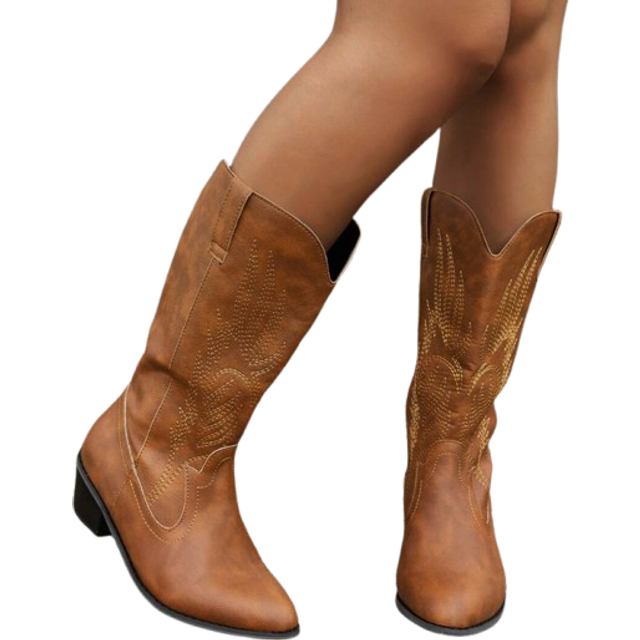 SHEIN Embroidered Boots, New Spring Autumn Short Boots, Thick Heel Retro Boots, Perfect With Cardigan, Tall Cowboy Boots, Blue Western Style Boots, Suitable