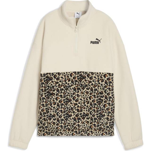 Women's casual half-zip crew neck jumper Puma Graphic - Blanc