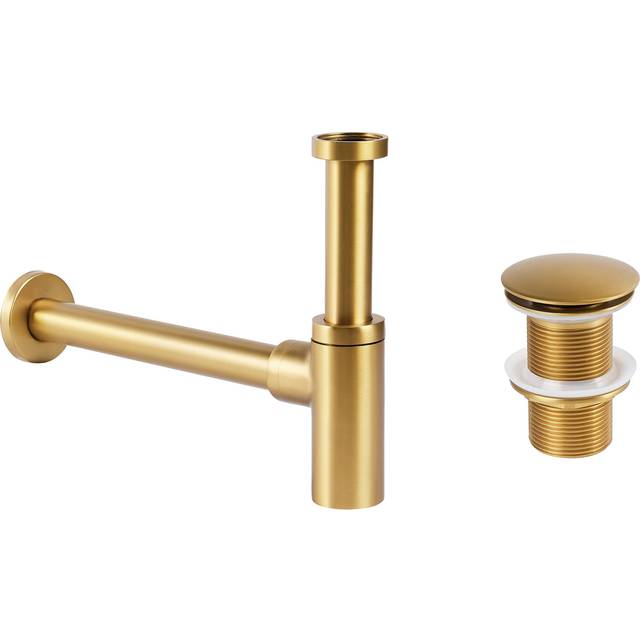 Basin Bottle Trap with Click Clack Waste Brass and Stainless Steel Gold Mafredi