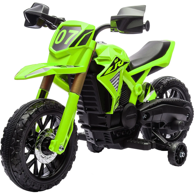 Elmotorcykel för Barn 3-8 år med Träningshjul Grön