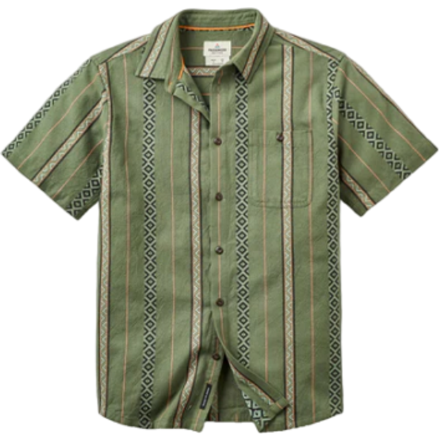 Passenger Chill Organic Cotton Shirt, Wild Green Stripe