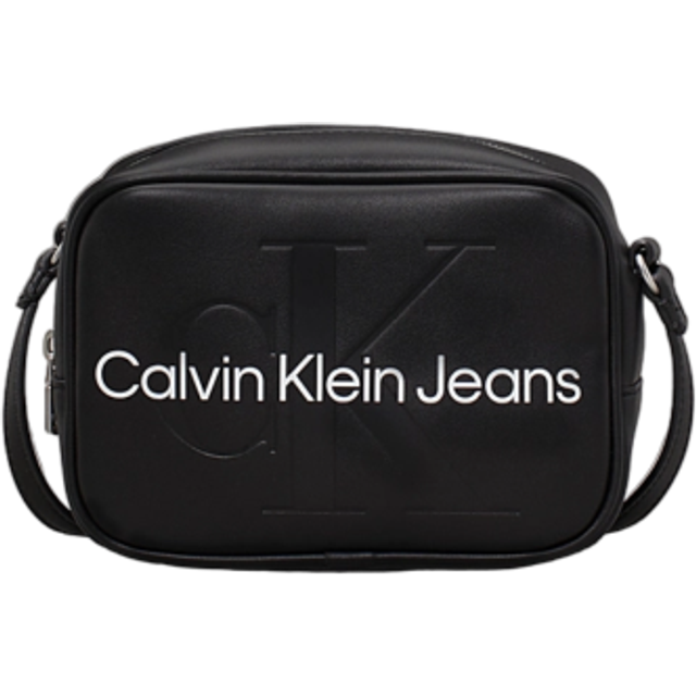 Calvin Klein Faux Leather Embossed Camera Bag, Black