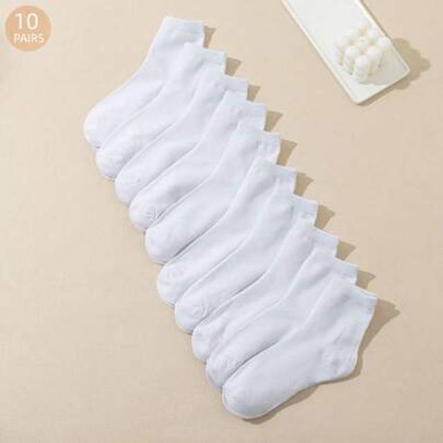SHEIN 10pairs Women&#39;s Comfortable Sweat-absorbent Breathable Minimalist Fashion Crew Socks