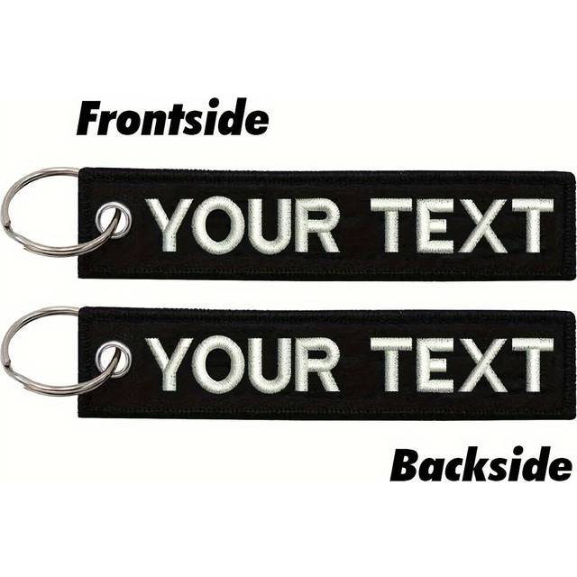 TEMU Custom Embroidery Keychains, Personalized Text Name Tag Double-sided Fabric Key Ring, Pack Of 1
