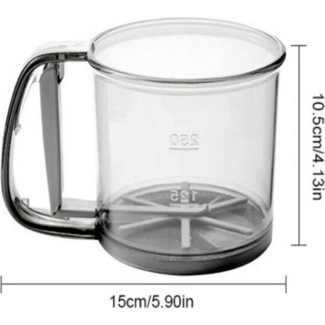 Handheld Plastic Flour Sifter Fine Mesh Powder Flour Sieve Icing Sugar Manual Sieve Cup Home Kitchen Baking Pastry Gadget