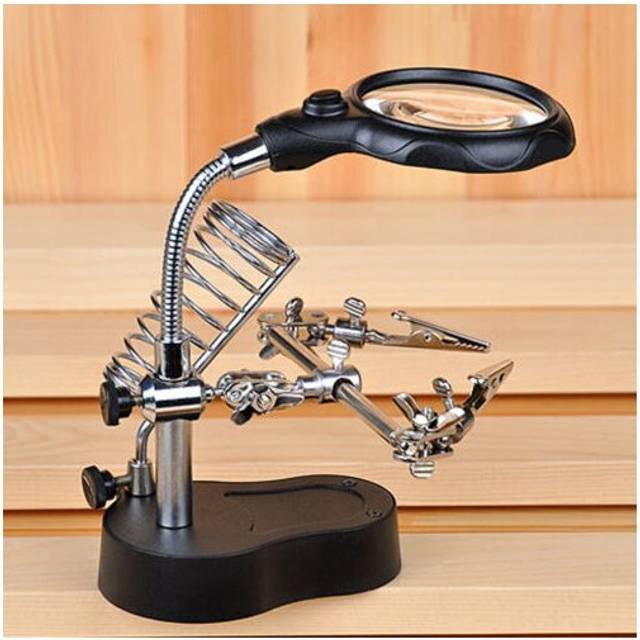 LED Desk Lamp Magnifying Magnifier Glass With Light Stand Clamp For Repair