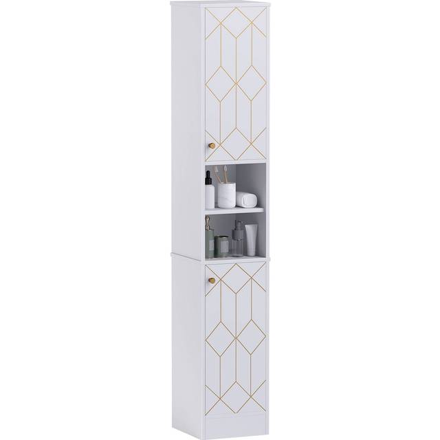 HOMCOM Slim Bathroom Storage Unit - Bathroom Cabinet with Doors - White | TJ Hughes