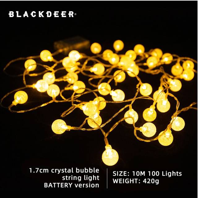(10M 100 Leds BATTERY) Solar String Lights Outdoor 100 Led Crystal Globe LightsWaterproof USB Battery Powered Patio Light for camping tent