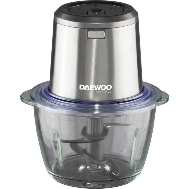 Daewoo 200w cordless pro electric food chopper & 1l glass bowl stainless steel
