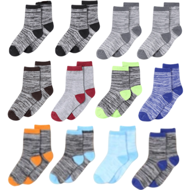 SHEIN 12 Pairs Of Children&#39;s Solid Color Spring And Autumn Winter Socks, Suitable For Children&#39;s Sports Socks And Mid Tube Socks