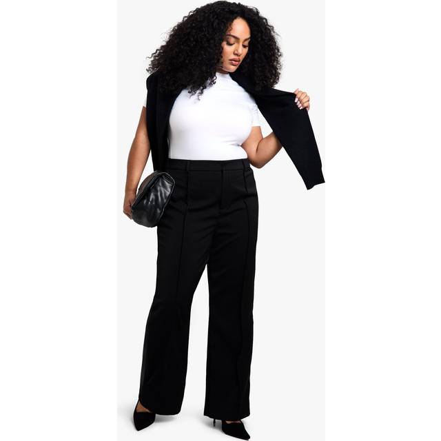 Womens Plus Pintuck Front Elasticated Back Trouser - Black - 22