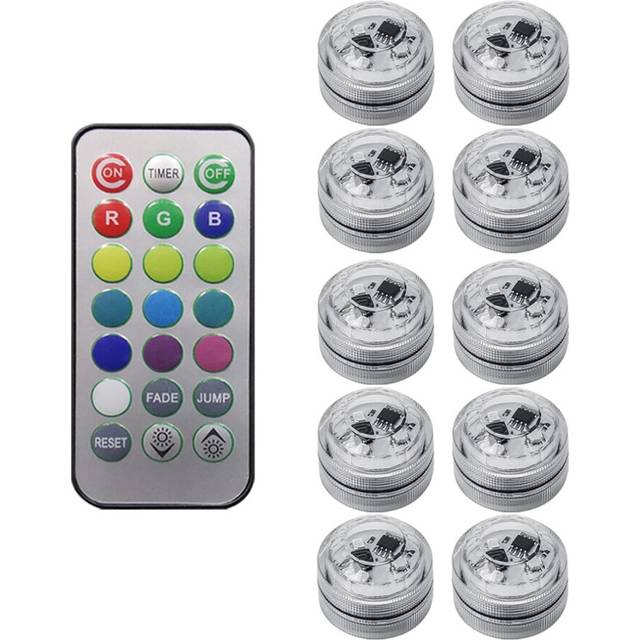 10Pcs Wireless Colorful LED Car Interior Ambient Light