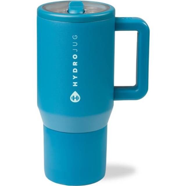 HydroJug Traveler - 20 oz Water Bottle with Handle & Flip Straw - Fits in Cup Holder  Leak Resistant Tumbler-Reusable Insulated Stainless Steel & Rubb