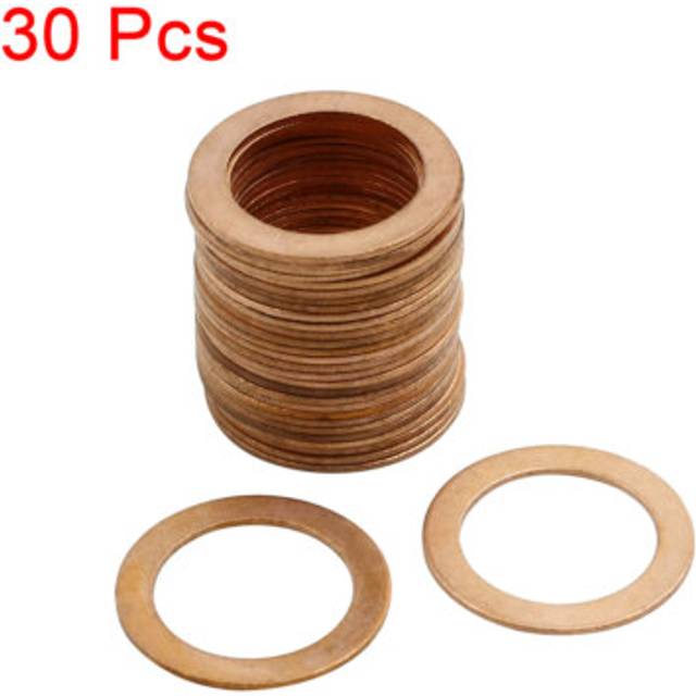 30 Pcs 20mm Inner Diameter Copper Washers Flat Sealing Gasket Rings For Cars