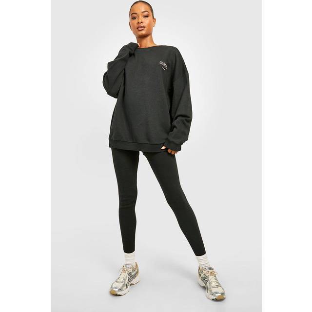 Womens Tall Thick Rib Legging And Oversized Sweat Set - Black - S, Black