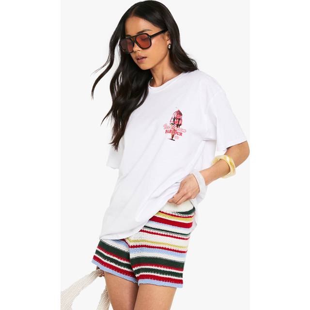 Womens Pink Ice Cream Parlour Graphic T-Shirt - White - Xs, White