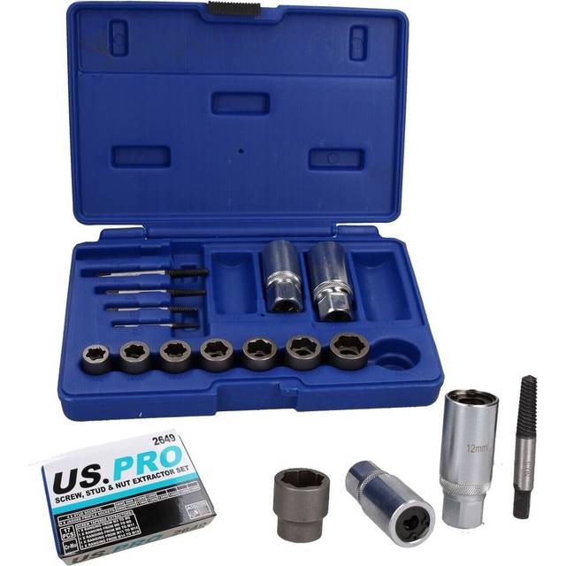 Us Pro 17pc Screw, Bolt, Stud & Nut Extractor Mixed Set 2649