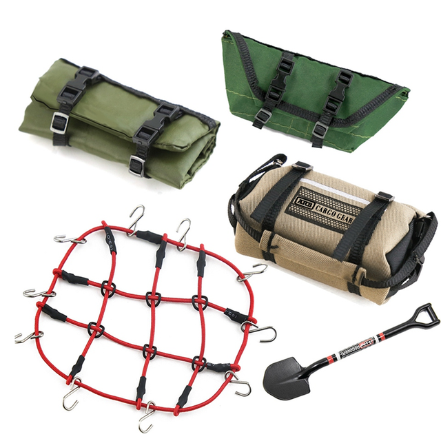 5Pcs Storage Bag Roof Sleeping Luggage Net Shovel Decoration for TRX4M Axial SCX24 1/18 1/24 RC Crawler Car,6