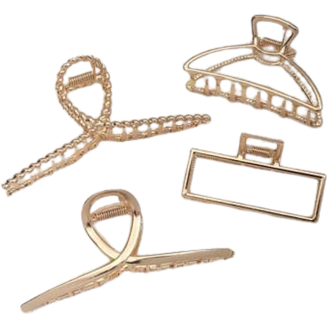 SHEIN 4pcs Simple Geometric Hollow Alloy Large Claw Clips, Vintage Style Hair Accessories Suitable For Women Daily Wear Hair Jaw Clip Hair Clamps Hair Clutc