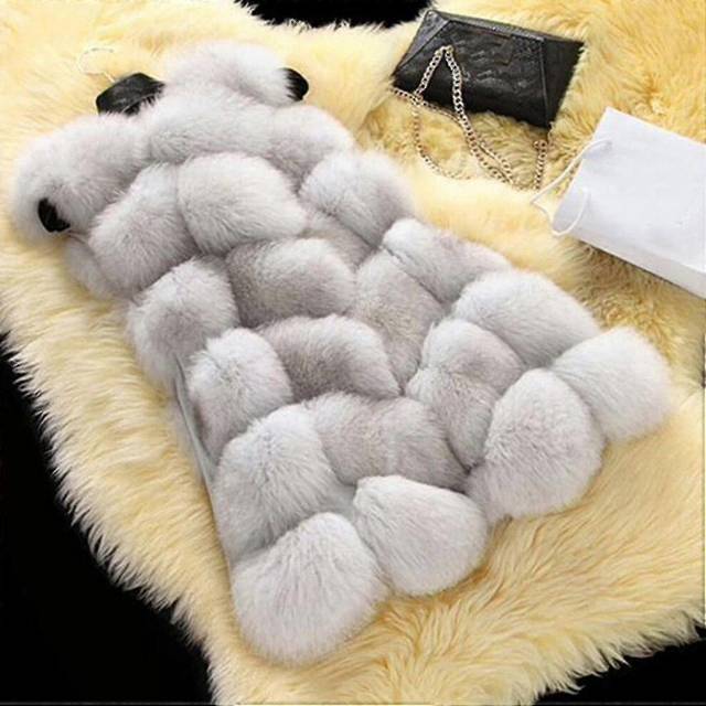 (As show, One size) Women Faux Fur Waistcoat Gilet Body Warmer Sleeveless Jacket Coat_y  TA