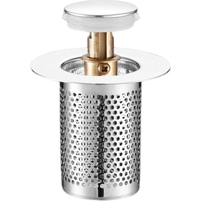 (C, One size) Universal Bathroom Sink Stopper Rust-Proof Brass Core Drain Filter with Hair Strainer Bathroom Sink Drain Stopper Replacement