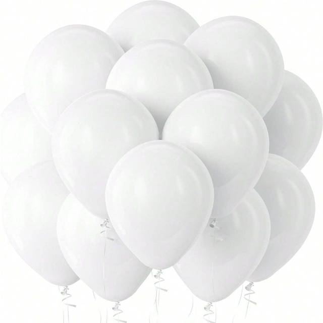 SHEIN 10/30/50Pcs 12 Inch White Round Helium Latex Party Balloon For Birthday Wedding Party Decorations,