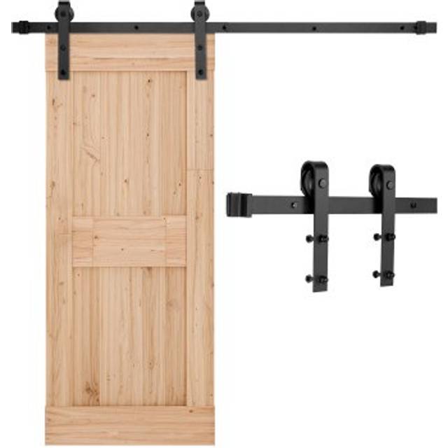 VEVOR 5FT Sliding Barn Door Hardware Kit for Single Sliding Barn Door Black