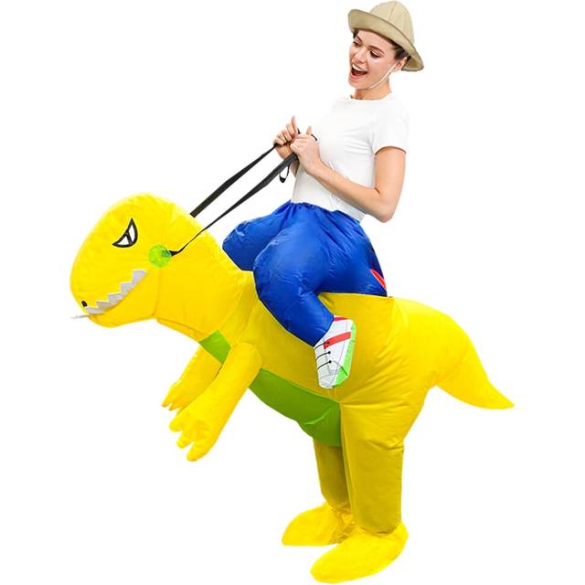 (5Fit Height 150-190cm) Funny Adults Kids Inflatable Dinosaur Costume Tyrannosaurus Rex Ride-On Costume Suitable for Halloween Carnival Party Cosplay
