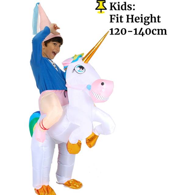 (4Fit Height 120-140cm) Funny Adults Kids Inflatable Dinosaur Costume Tyrannosaurus Rex Ride-On Costume Suitable for Halloween Carnival Party Cosplay