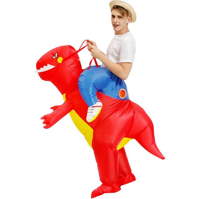 (7Fit Height 150-190cm) Funny Adults Kids Inflatable Dinosaur Costume Tyrannosaurus Rex Ride-On Costume Suitable for Halloween Carnival Party Cosplay