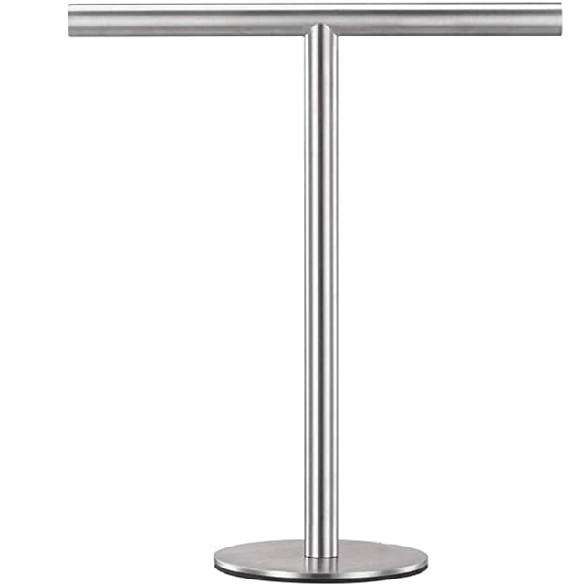 Brushed Standing Towel Rack, Heavy Duty Base, Stainless Steel T-Shaped Hand Stand for Bathroom, Kitchen.
