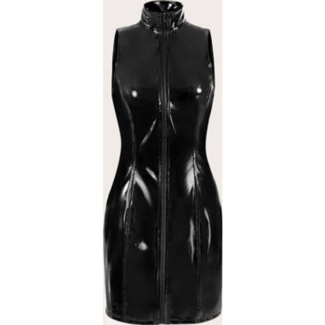 SHEIN Zip Up PU Leather Bodycon Dress