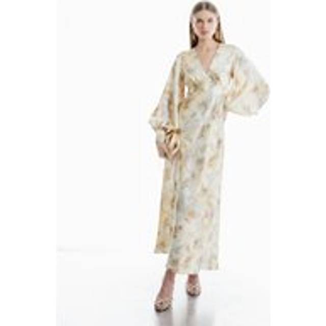 River Island Womens Yellow Long Sleeve V-Neck Midi Slip Dress - 10