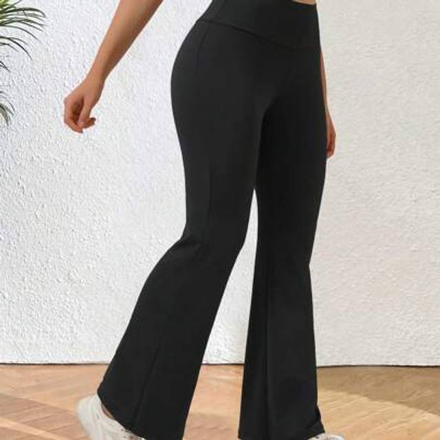 SHEIN 1pc High-Waist Flare Yoga Leggings, Skinny & Leg-Lengthening, Wide-Leg Sports Pants For Workout & Exercise