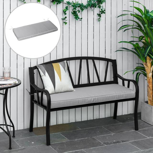 Outsunny Garden Bench Cushion 2 Seater Seat Pad Indoor& Outdoor Use, Grey