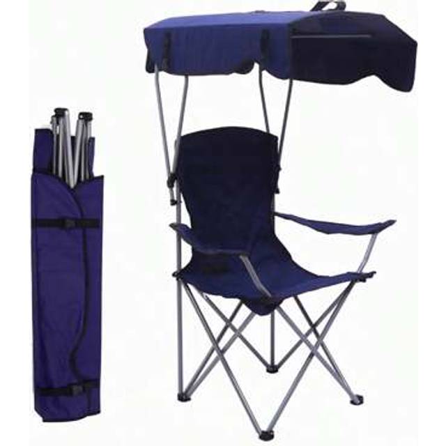 SHEIN Folding Beach Chair With Shade Canopy And Carry Bag, Outdoor Sun Protection Portable Chair, Garden Seaside Fishing Camping Chairs