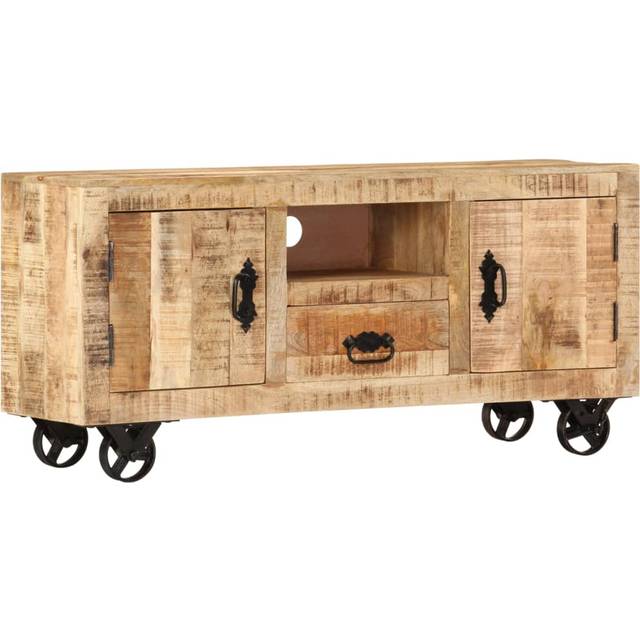 vidaXL TV Cabinet Rough Mango Wood 110x30x50 cm Display Unit Home Furniture