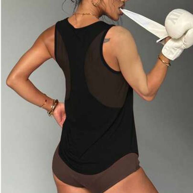 SHEIN Sport Studio Solid Cut Out Back Sports Tank Topworkout Tank Gameset Tank Top