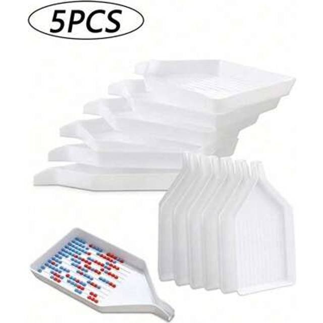 SHEIN 5PCS Plastic DIY Diamond Painting Trays, Art Painting Bead Sorting Tray, Diamond Painting, Nail Art Dotting Tool, Rhinestone Diamond Sorting Trays Pla