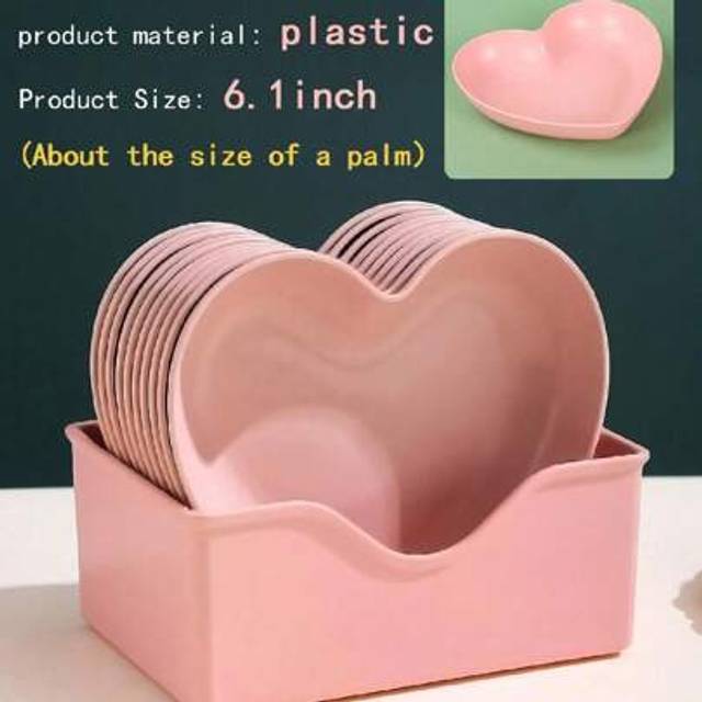 SHEIN 1pc/5pcs/10pcs Heart Shaped Small Plastic Appetizer Plate (6.1inch), Suitable For Candy, Fruit, Home And Party Use, Reusable,Kitchen,Christmas Gift
