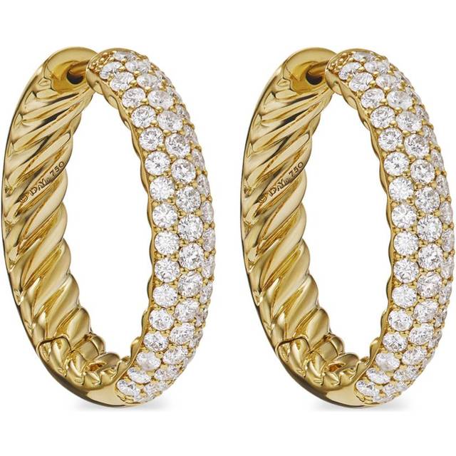 David Yurman - 18kt yellow gold DY Mercer diamond hoop earrings (25.4mm) - women - 18kt Yellow Gold/Diamond - One Size