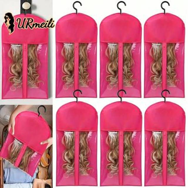 SHEIN 6PCS Hair Extension Holder Wig Storage For Multiple Wigs Holder Wig Bags Storage With Hanger Hair Extension Storage Wig Hanger For Multiple Wigs Hair