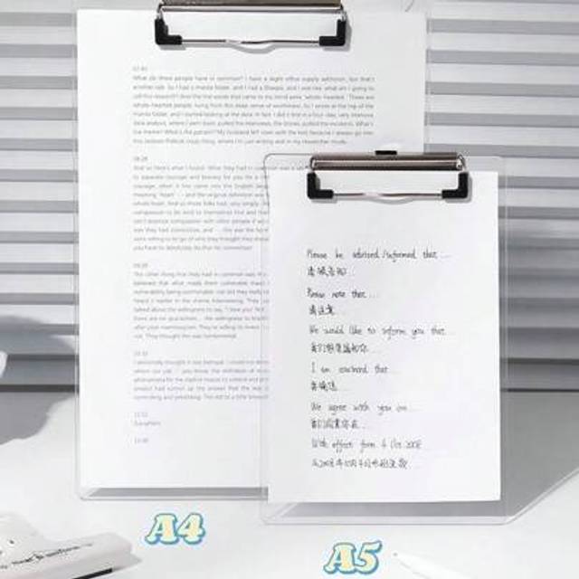 SHEIN 1pc A4 Transparent Clipboard, INS Clear And Thick Writing Board For Restaurant Menu And Document Folder Back To School,Back To School,School Supplies