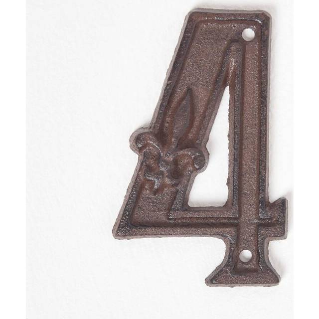 Homescapes Cast Iron House Number Decorative Metal Door Number, 4 - Brown