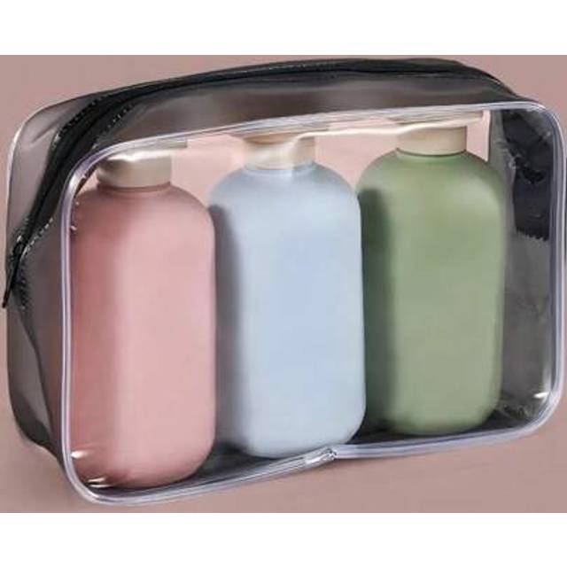 SHEIN 3-Piece Leak-Proof Travel Bottle Set - Refillable Shampoo, Conditioner, Lotion And Soap Container With Portable Storage Bag For Cosmetics And Beauty P